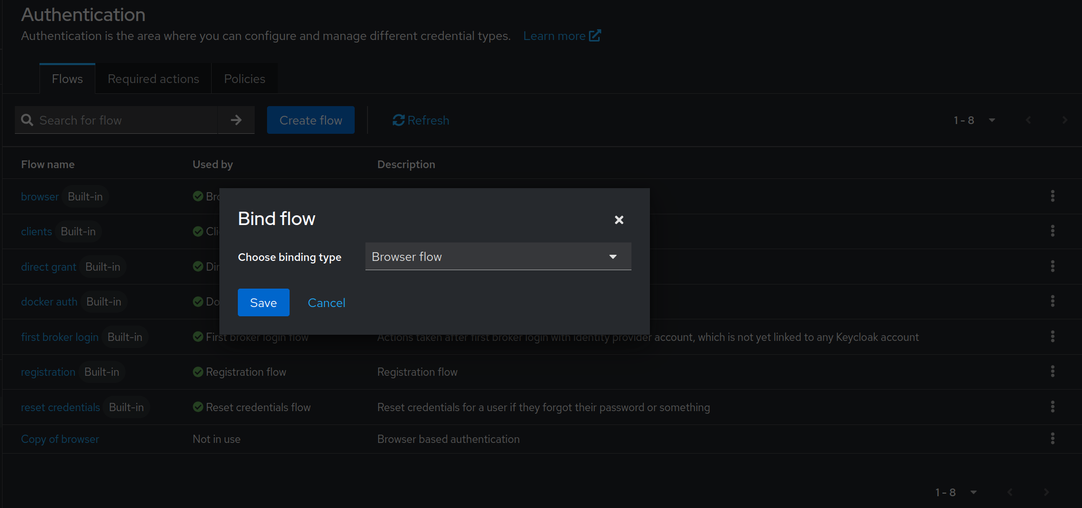 binding the new browser flow