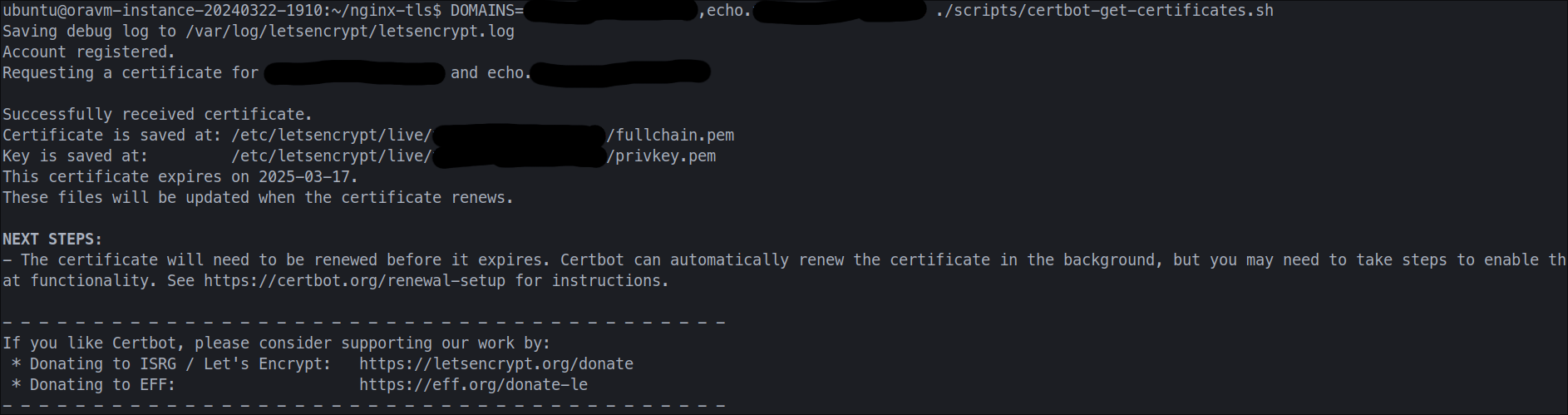 certbot get certificate