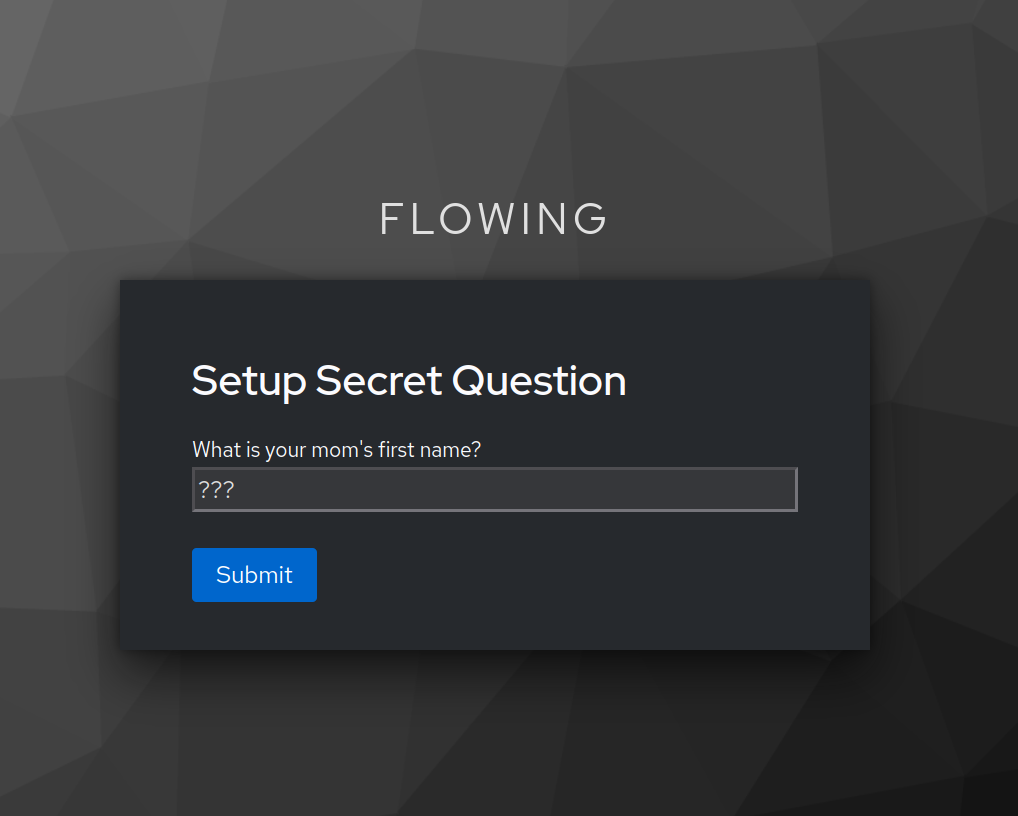 secret question flow