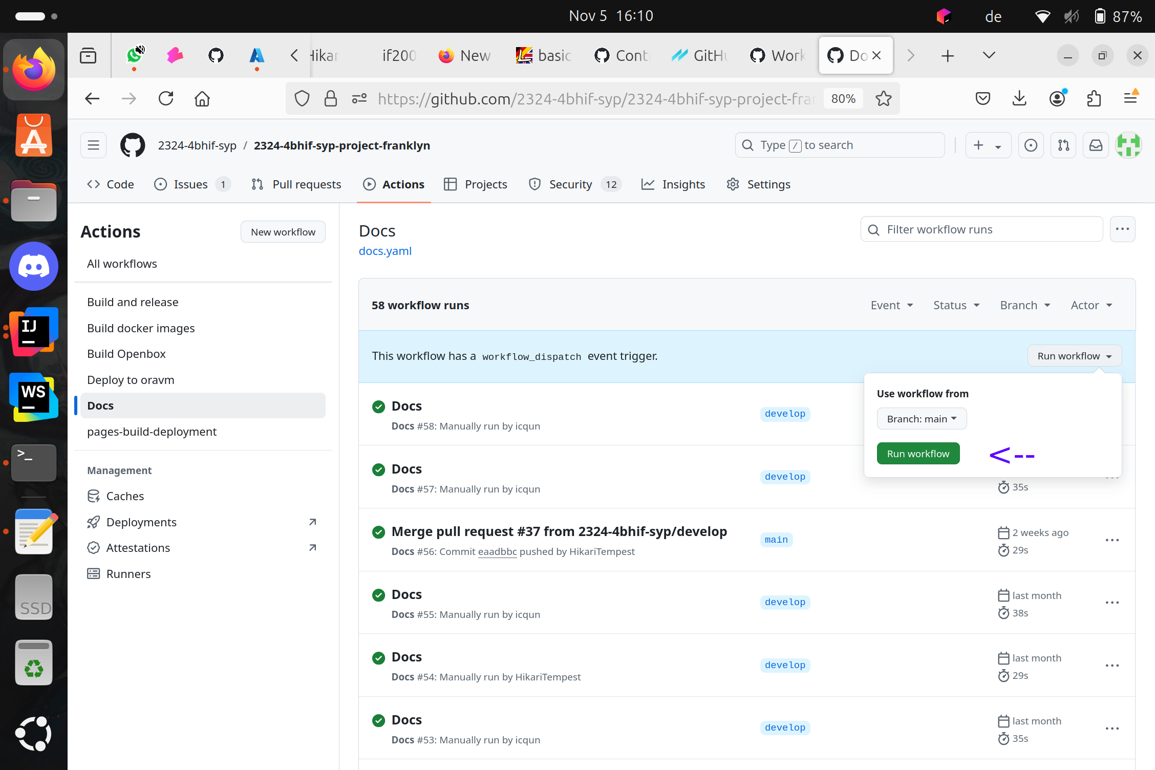 github screenshot workflow dispatch