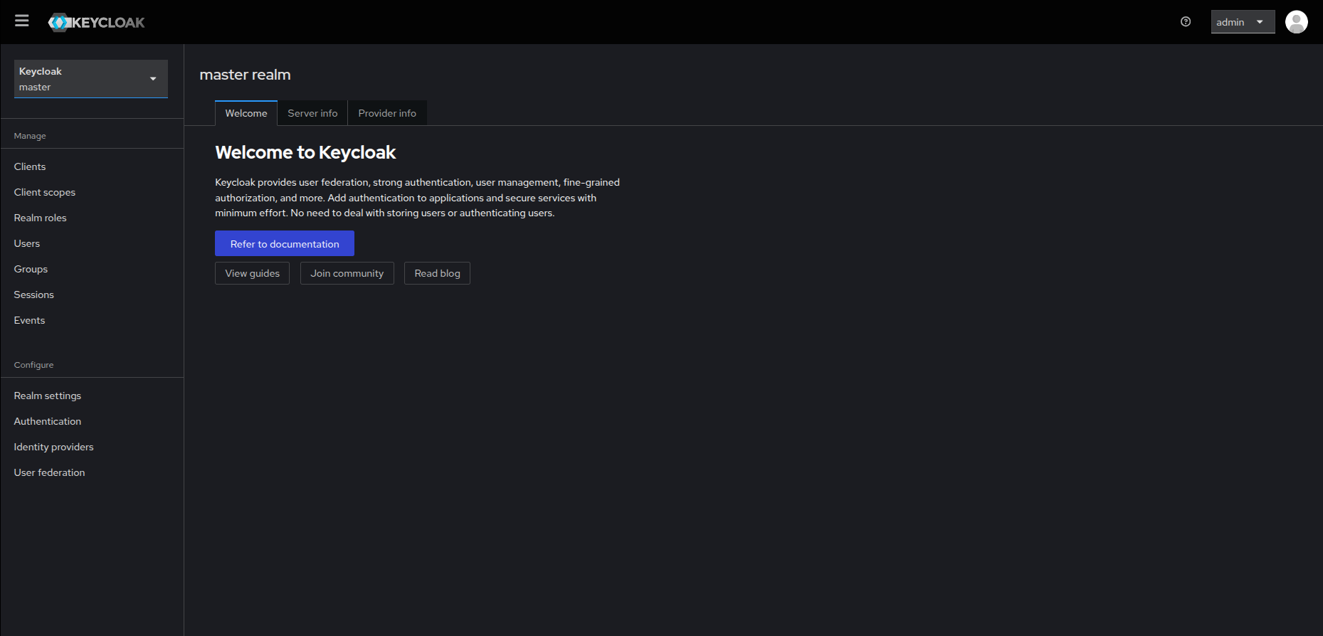 keycloak start page