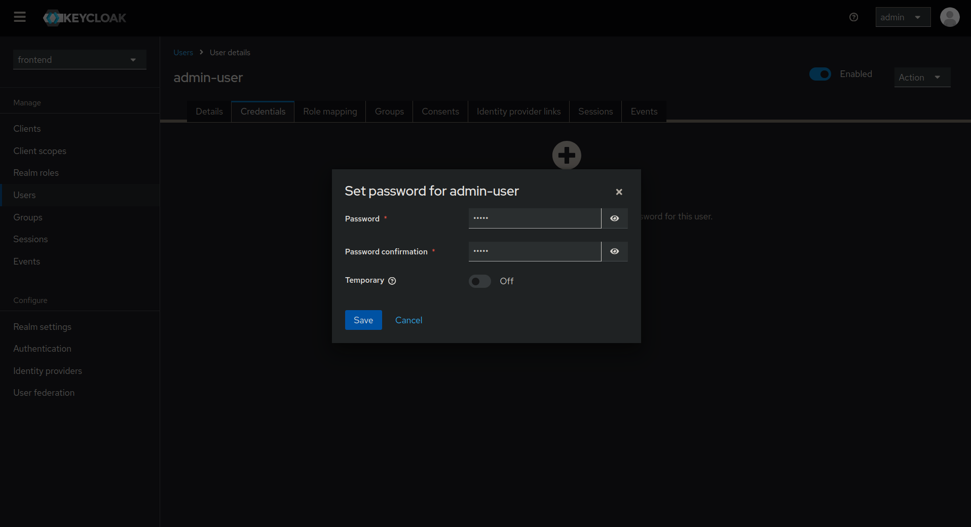 credentials input