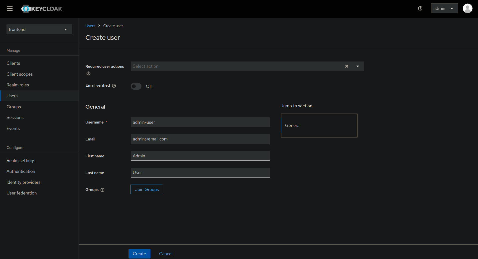 user config