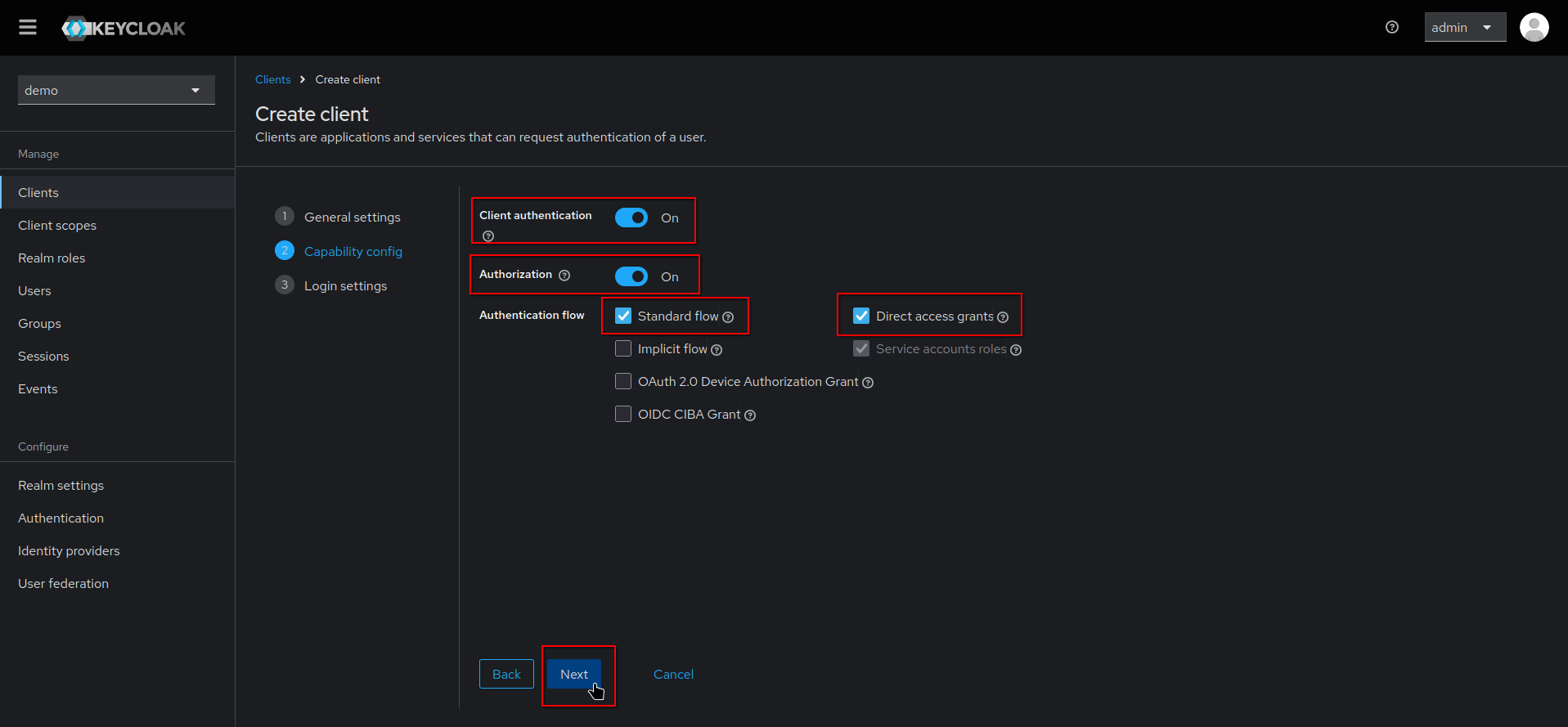 backend client auth