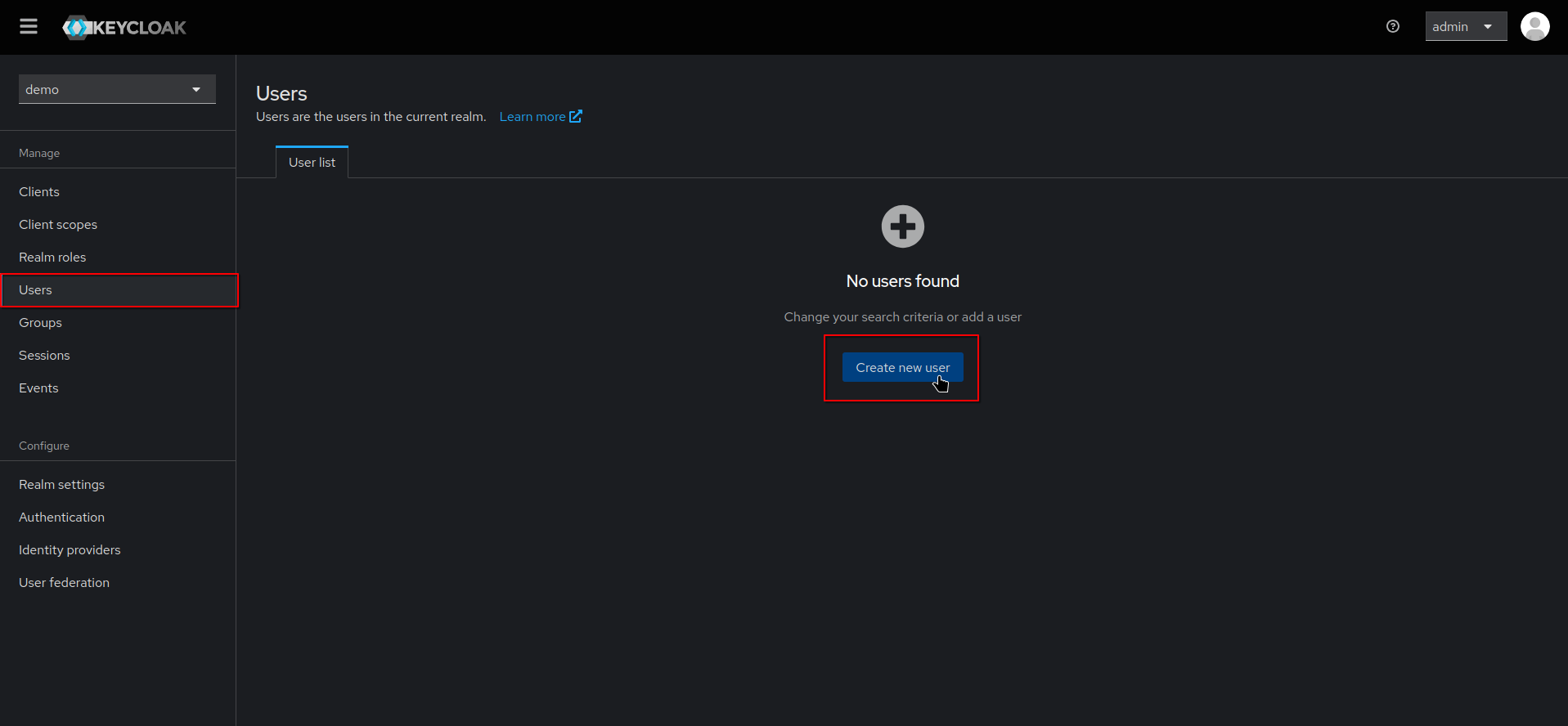 create user button