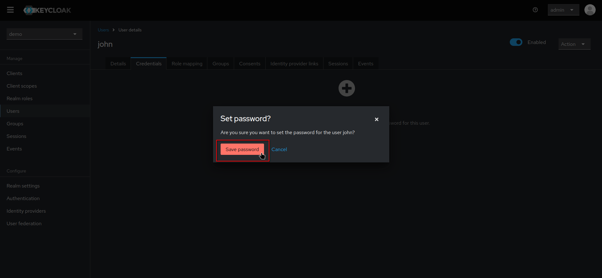 user confirm password